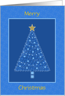 Blue Christmas Tree and Gold Star-Customizable Card