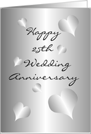 Happy 25th Wedding Anniversary Card Silver Hearts card