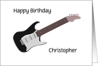 Black Electric Guitar Custom Name Birthday card