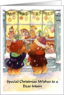 Mother Christmas Card - Teddies at a Window card