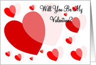 Will You Be My Valentine Card - Red And Pink Hearts card