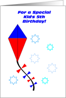 5 Year Old Birthday Card - Kite And Stars card