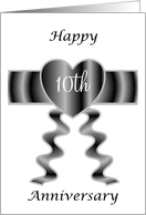 10th Wedding Anniversary Card - Heart And Ribbon card