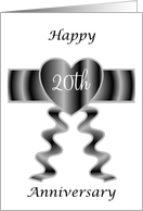 20th Wedding Anniversary Card - Heart And Ribbon card