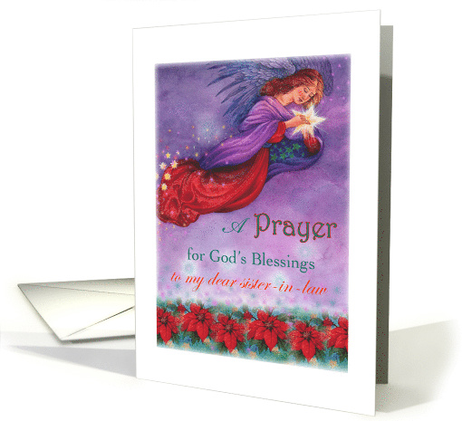 For Sister-in-Law Xmas Prayer for God's Blessing, Twinkling Angel card