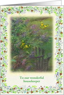 for Housekeeper Birthday Illustrated Garden card
