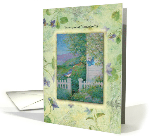 Birthday Endodondist Illustrated Garden Custom Front card (1278346)
