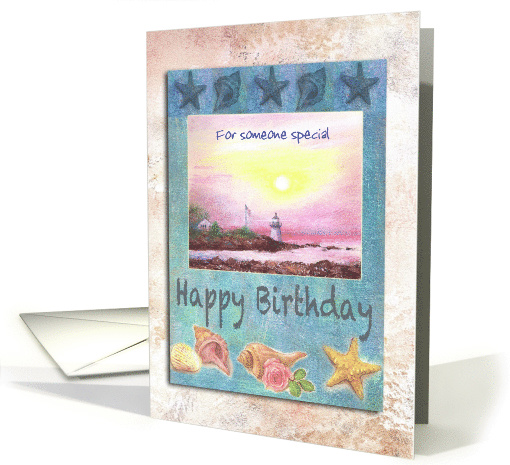 Birthday Painterly Lighthouse Nautical card (1280240)