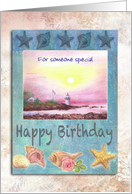 Birthday Painterly Lighthouse Nautical card