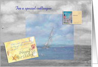 Birthday for Colleague Seascape Sailboat card