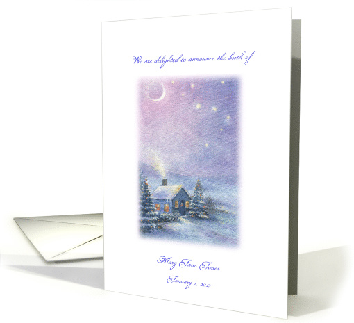 new year baby announcement snowscape card (1353908)