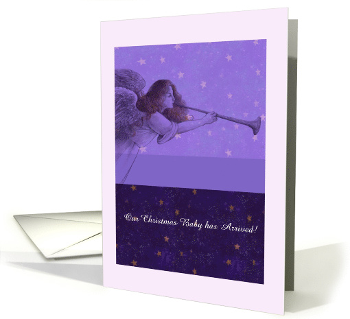Baby Announcement Holiday Angel with Trumpet card (1358974)