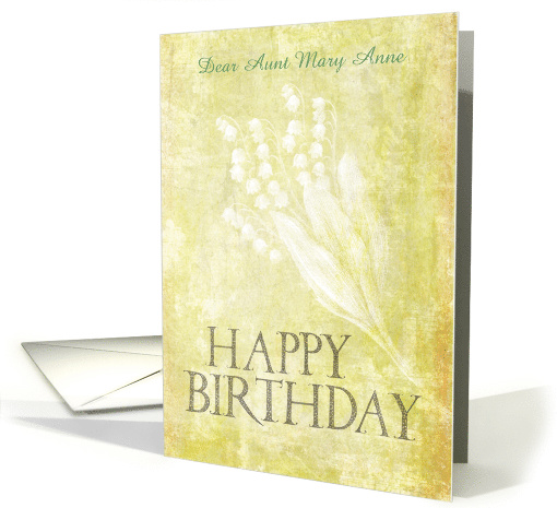 Aunt 80th Birthday Lily of the Valley Custom Relation and Age card