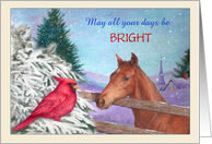 For Neighbor Christmas Cardinal & Horse card