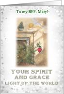 BFF Custom Christmas Fairy with Ornament & Pine card