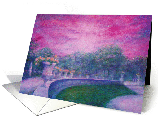 Paris valentine painting of garden nocturne card (234306)