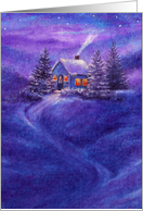 Cozy Cottage Bucolic Winter Nocturne card