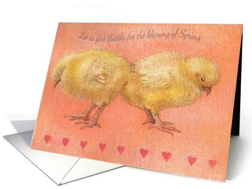 Easter Greetings Illustrated Chicks & Hearts card (386556)