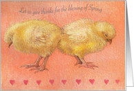 Easter Greetings Illustrated Chicks & Hearts card