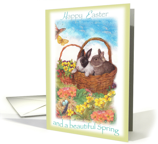 Happy Easter pair of Bunny in Basket card (387439)