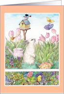 Spring Bunny Butterfly and Tulip card