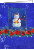 Illustrated Snowman Christmas Birthday Greetings card