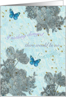 Patient Encouragement Illustrated Blue Butterfly Botanical card