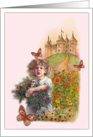 Princess Magical Castle Little Sister Birthday card