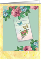 Civil Union Announcement Butterfly Vintage Roses card