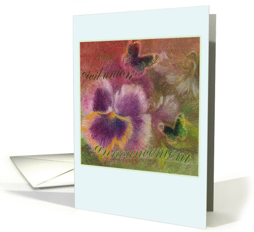 Civil Union Announcement Pansy Butterfly Illustration
 card (855977)