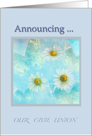 Civil Union Announcement Daisy Blue Butterfly Illustration card
