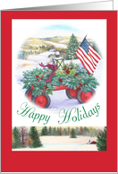 Happy Holidays Winter Patriotic Traditional Landscape card
