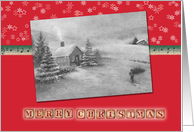 Cozy Cottage Winter Landscape card