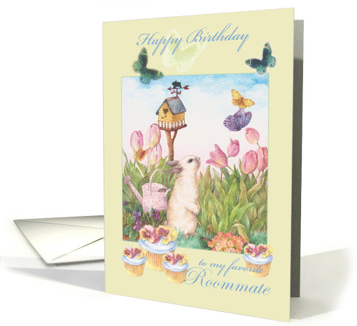 Hippity Hop Birthday Cupcake for Roommate card (890528)