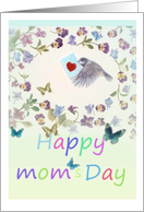 Mother’s Day Birdie Special Delivery Floral Illustration card