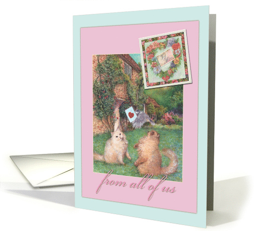 For Mom Cats in Garden Special Delivery Illustration card (933960)