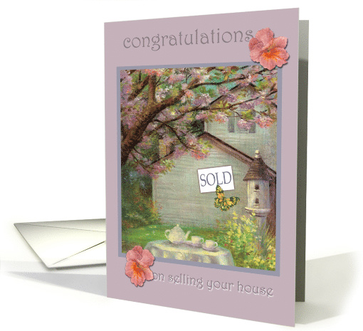 Congratulations, Sale of House & Illustrated Garden card (934321)