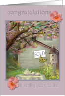 Congratulations, Sale of House & Illustrated Garden card