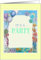 Illustrated colorful border for retirement party invitation card