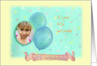 Personalize Kid’s Birthday Invitation with Balloons & Banner card