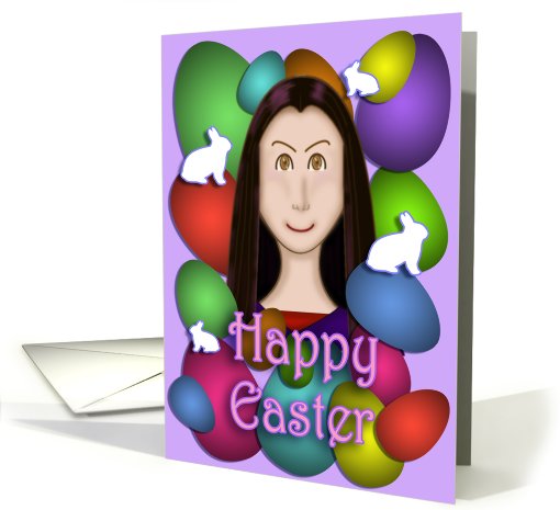 Happy Easter - Colorful Eggs and Bunnies card (553948)