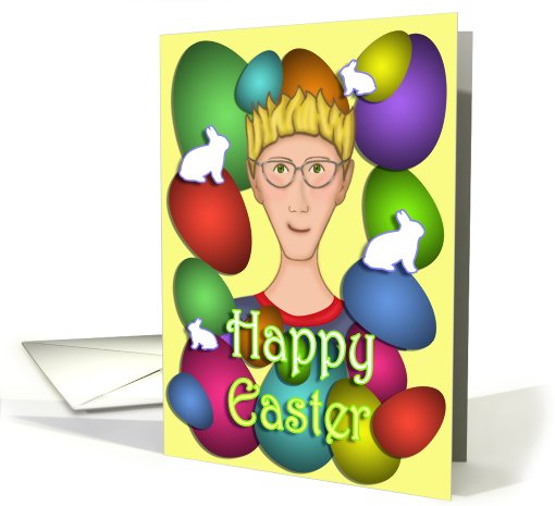 Happy Easter - Colorful Eggs and Bunnies card (553952)