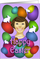 Happy Easter - Colorful Eggs and Bunnies card