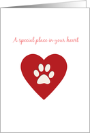 A Special place in your heart pet sympathy card