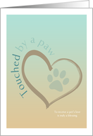 Touched by a paw pet sympathy card