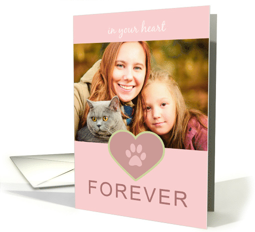 Pink paw print CAT sympathy photo card (1376418)