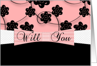 Pink & Black Bridesmaid Invitation card