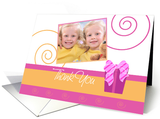 'Cheerful Pink and Orange' Birthday Thank You card (909119)