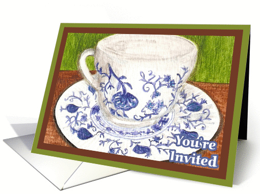 Blue Onion Tea Coffee Party Invitation Art by AnnaMarie card (208734)