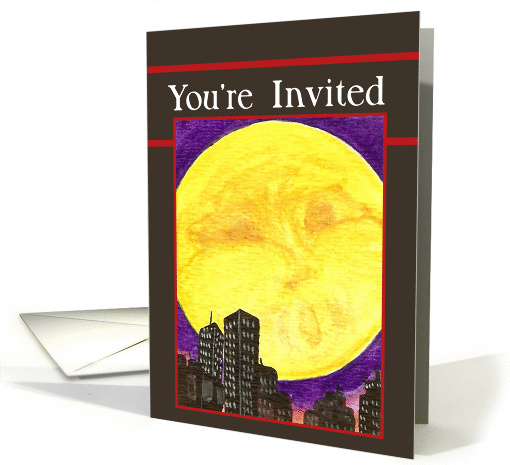 You're Invited Full Moon City Party Card Art by AnnaMarie card